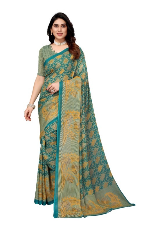 Fancy Georgette Printed Saree With blouse